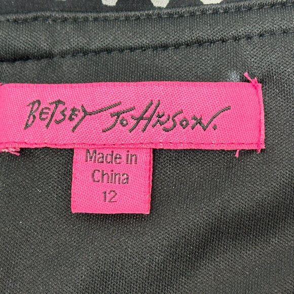 NWT Betsey Johnson Black And White Polka Dot Fit & Flare Dress Size 12 - Picture 8 of 11